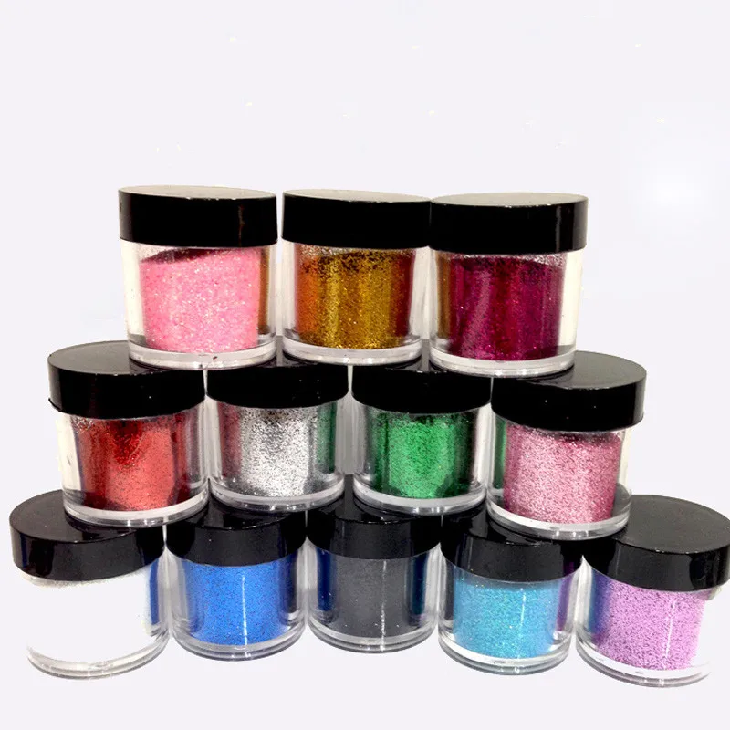 

12 Pcs/set 10g Tiny Nail Glitter Powder Dust Laser Gradient Super Fine Sheets Tips UV Gel Poilsh Shiny Craft Manicure Decoration