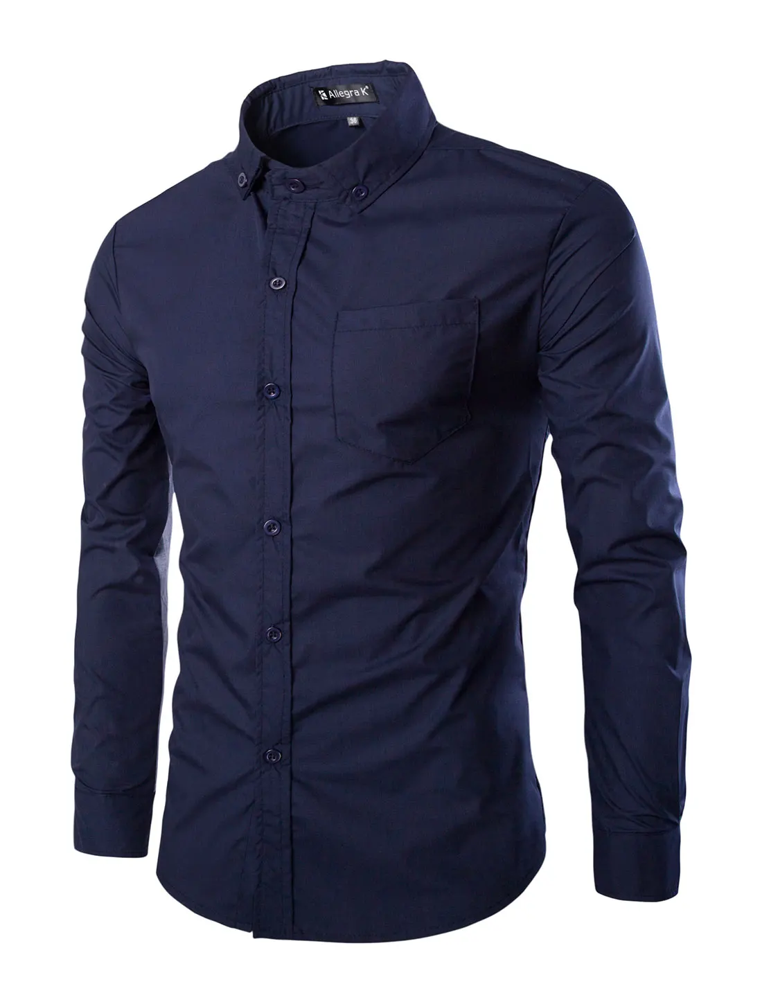 Allegra K Men Contrast Color Long Sleeves Button Down Shirt W Pocket