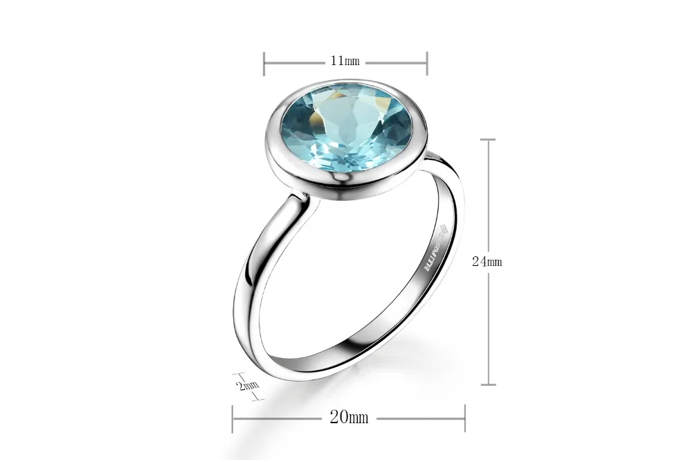 DORMITH Настоящее серебро 925 пробы кольцо 3,4 карат 9 мм x 9 мм натуральный голубой топаз драгоценный камень кольца для женщин ювелирные изделия Размер 7#8