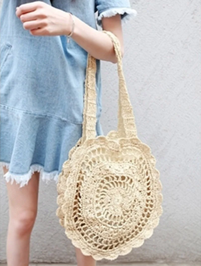 Women Bohemian Straw Bag Big Circle Summer Beach Handbags Vintage Rattan Female Shoulder Bag Handmade Travel Bolsa SS3016 (8)