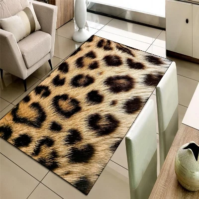 

Else Brown Yellow Leopard Animal Fur 3d Print Non Slip Microfiber Living Room Decorative Modern Washable Area Rug Mat