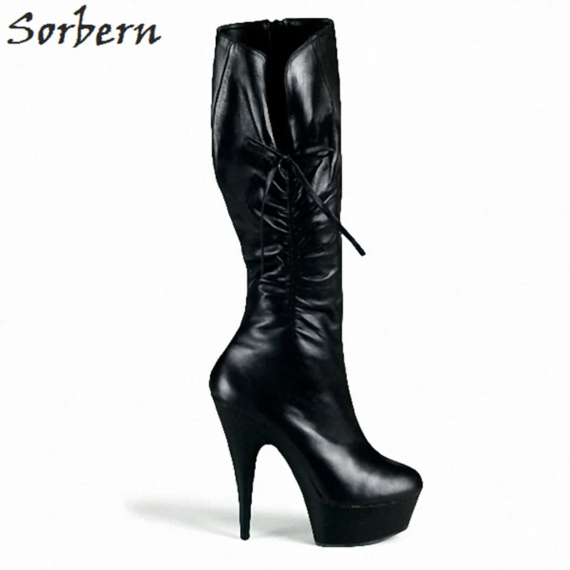 Sorbern Haute Genou 2019 13 Élégant Chaussons Chaussures Bottes Fétiche À rouge Goth blanc Blanc Dames Cm Pour Talons Hauts Femmes Black wxwrEqtAg