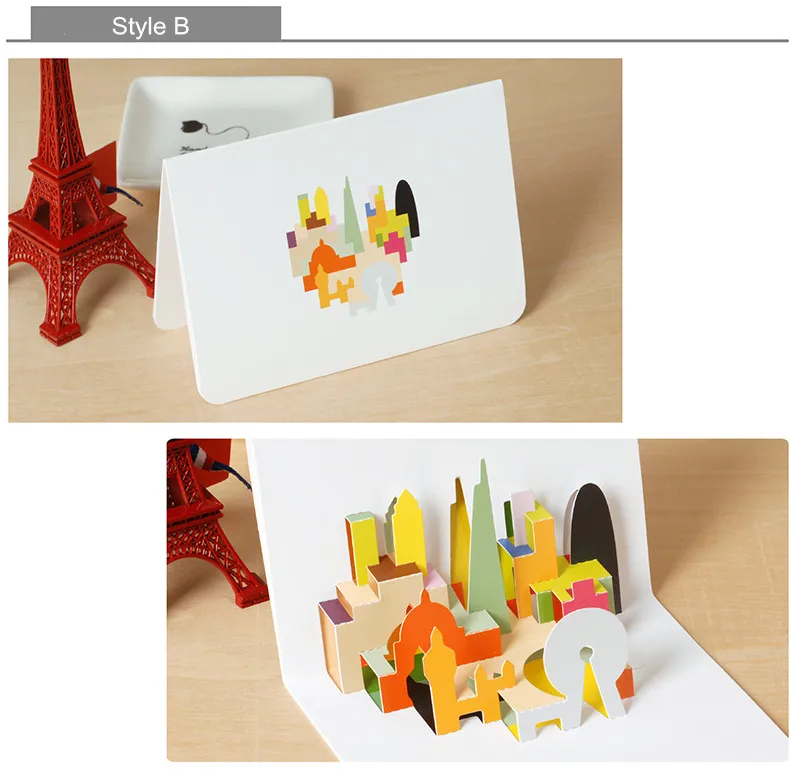 3D Красочные всплывающие счастливые открытка на день рождения поздравительные открытки пустая бумага лазерная резка винтажные