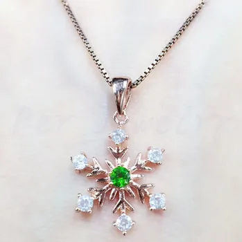 

Snowflake style diopside necklace pendant Free shipping Natural real diopside 925 sterling silver 0.15ct gemstone #GL18080904
