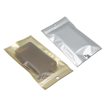 

100PCS/ Lot Transparent Plastic Packaging Bags Golden Zip Lock Bag Electronic Accessories Toy Phone Case Storage Pouch Hang Hole