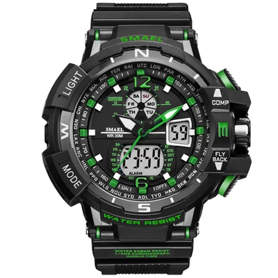 Мужские кварцевые цифровые часы мужские спортивные часы Relogio Masculino G style S Shock Relojes светодиодный военный водонепроницаемый наручные часы - Цвет: Зеленый