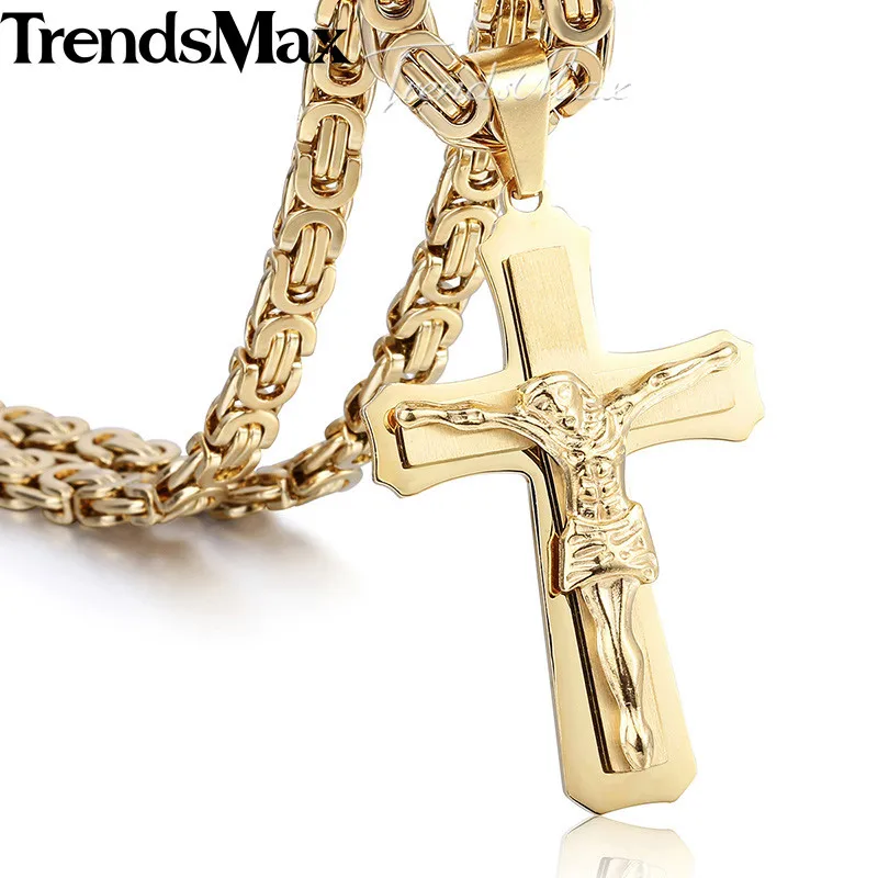 Herren Edelstahl, Silber JESUS KREUZ 78mm Großer CZ Anhänger