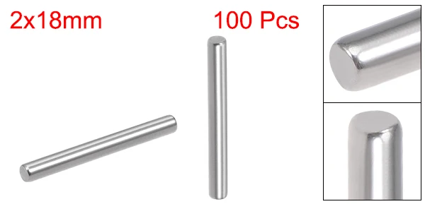 uxcell/® 100Pcs 2mm x 22mm Dowel Pin 304 Stainless Steel Shelf Support Pin Fasten Elements Silver Tone