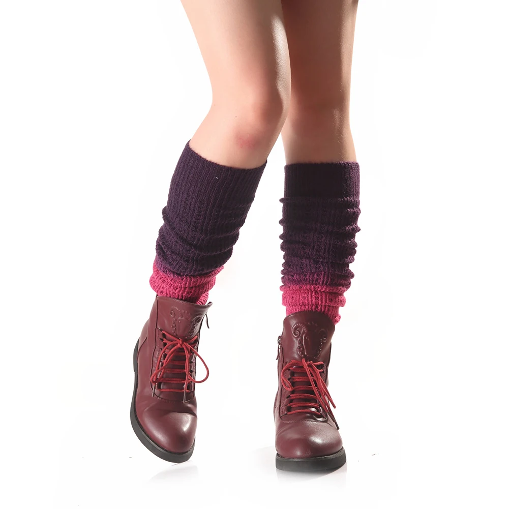 Градиент модные сапоги выше колена Для женщин зимние носки под сапоги трикотажные лосины гетры
