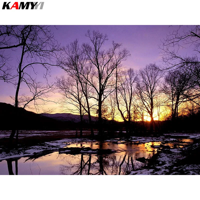 

Full Square Diamond embroidery Full Winter scenery Round Diamond mosaic DIY 3D Diamond painting Cross stitch