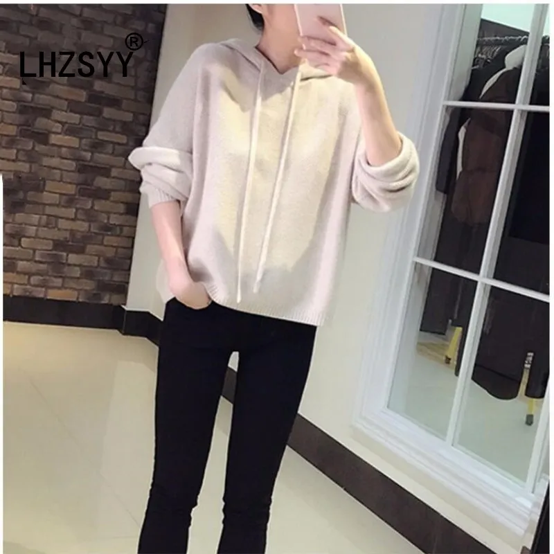 

LHZSYY Autumn Winter New Thick Hooded collar Cashmere Sweater High-end Pullovers Loose Fashion Women Sweaters Solid Warm Shirt