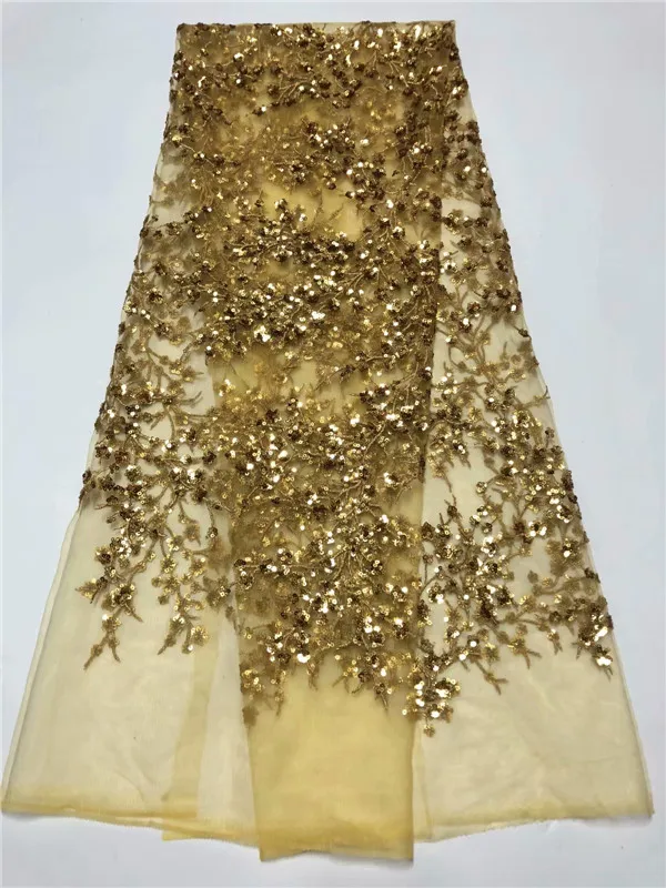Африканская кружевная ткань для свадебное платье Высокая качественная французская кружевная ткань с блестками модные Нигерии кружевной ткани в африканском стиле; Цвет черный, серебристый