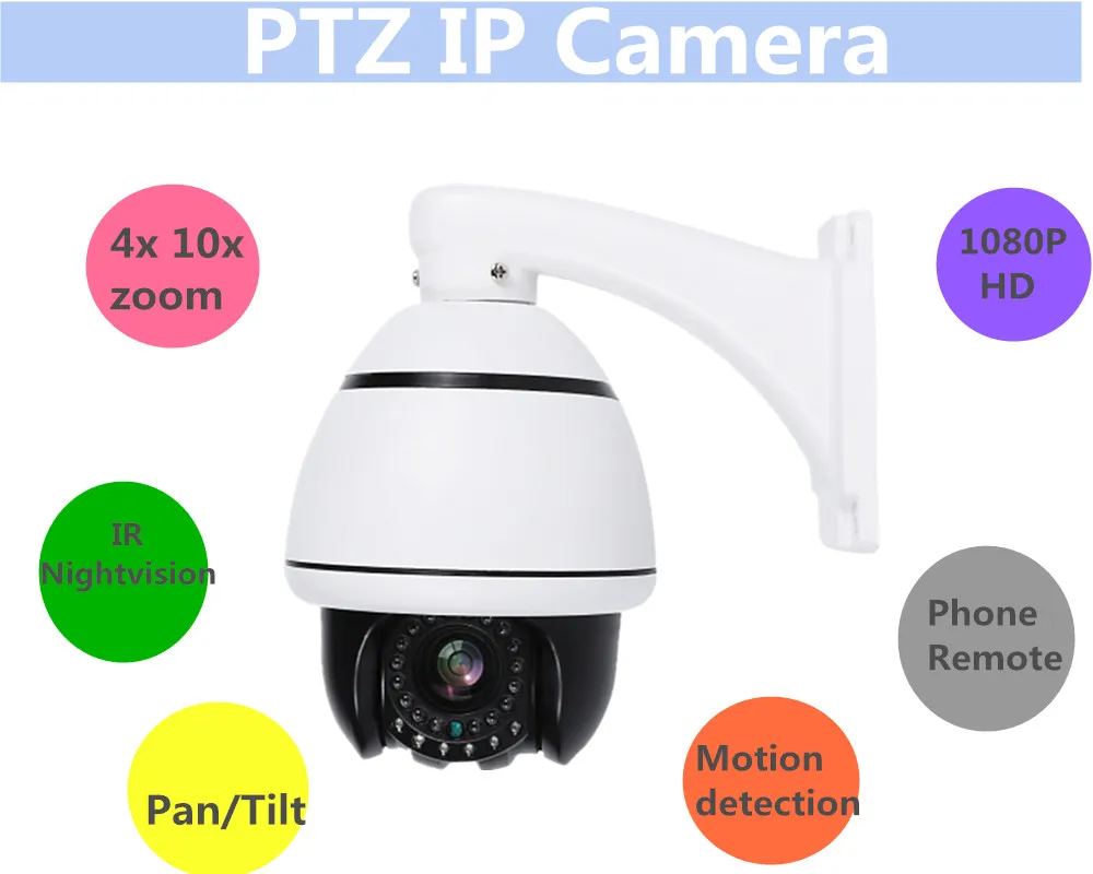 Ip-камера 1080 P, PTZ cctv, Мини скоростная купольная камера, 2mp pan tilt, 10x Автоматический зум, onvif P2P IR, уличная камера видеонаблюдения