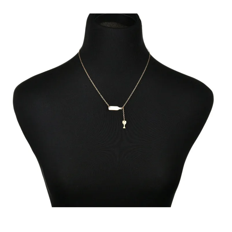 Necklace chain for women Wine Bottle Cup Long Pendant Necklace Statement Choker Chain collares mujer Collier ras de cou A15#N (1)