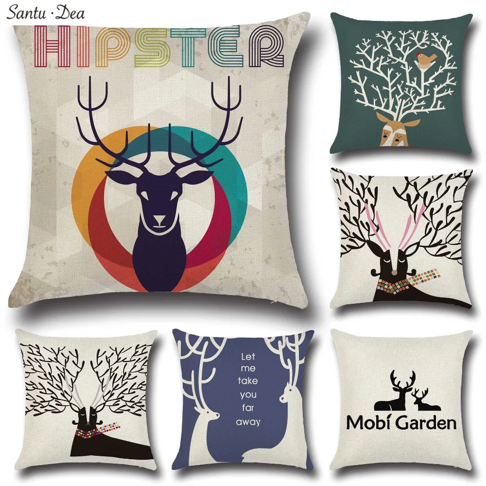 

Santu Dea BZ0003 Contracted Refreshing Elk Christmas pillow To prevent mildew Can absorb sweat Preheat the latest 2019