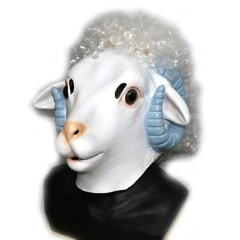 

Ram Mask with Fur Trim Latex Animal Sheep Mask Full Overhead Halloween Funny Adult Fancy Dress Stag Carnival Mask
