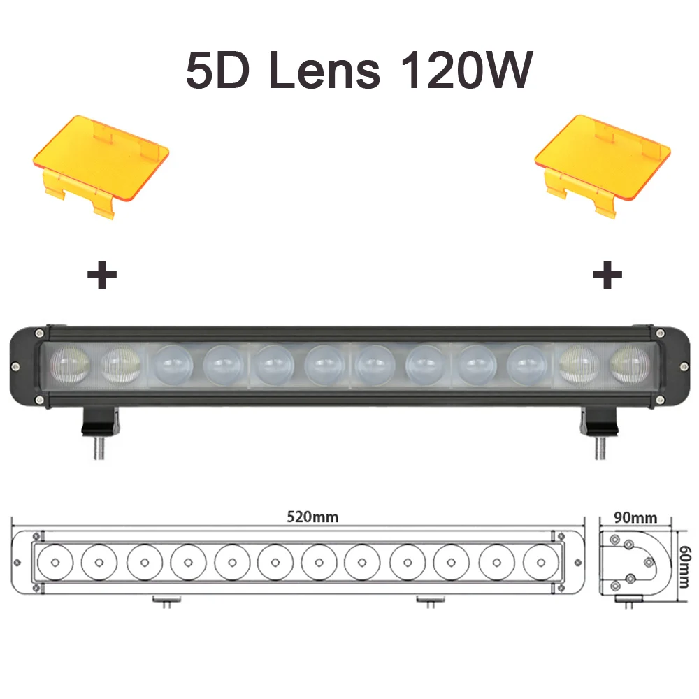 Янтарь в один ряд Светодиодный светильник бар пятно Наводнение Combo Луч для 4x4 внедорожный УАЗ ATV SUV трактор грузовик лодка 12 в 24 В вождения Barr светильник s - Цвет: 5D 120W