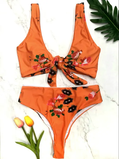 Luoanyfash 2018 Print Bowknot Set Swim Womens Swimsuits Biquinis 