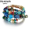 Bls-miracle Marque Femme Boho Multicouche Perles Charme Bracelets Pour Femme Vintage Résine Pierre Bracelets Et Bracelets bijoux BA-181 ► Photo 1/6