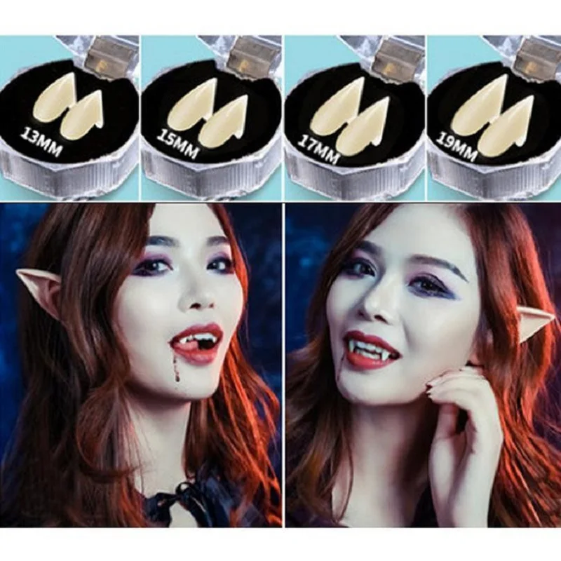 

Party Suppliers Unisex 2pcs Nightclub Vampire Tooth Denture Halloween White Glue for None Pair of Props Solid Masquerade