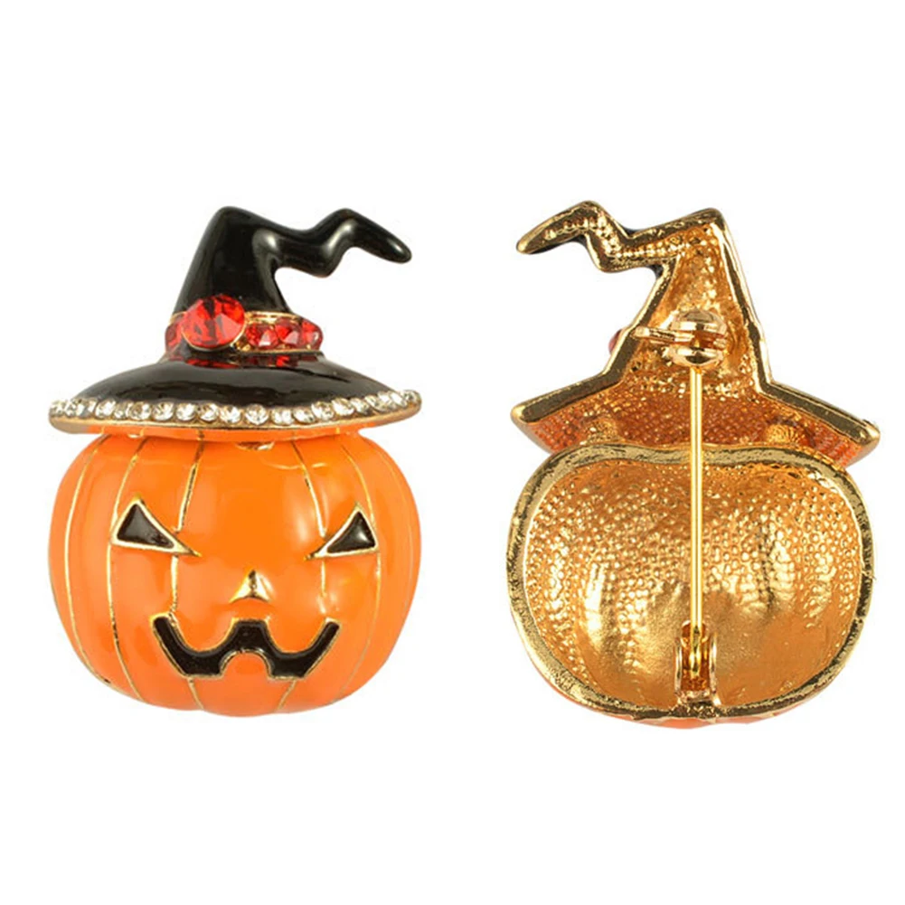 Halloween Costume Jewelry Rhinestone Enamel Witch Hat Pumpkin Women