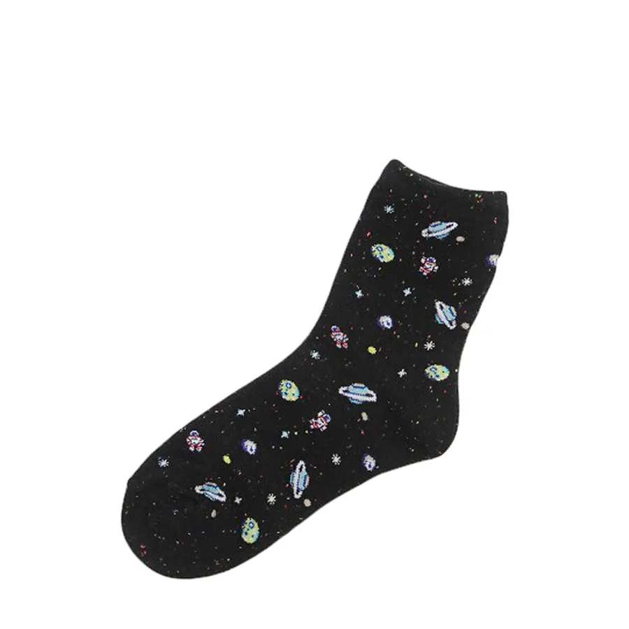 [WPLOIKJD] новые зимние Хлопковые женские носки в космическом стиле, Корейская женская летняя подвеска в виде космонавта и планеты, носки, новинка, короткие модные носки - Цвет: 1