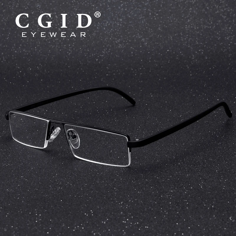 CGID TR90 с защитой от синего света, очки для чтения, Супер Легкая металлическая полуоправа с кожаным чехлом+ 1,0+ 1,5+ 2,0+ 2,5+ 3,0 LH3003