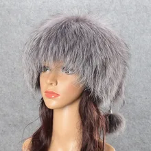 Real Fox Fur Pompom Hats Female Beanies Hat Natural Fox Fur Knitted New Skullies Beanies for Women’s Cap Winter Hats