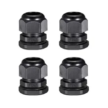Uxcell 4 шт M12/M20/M22/PG19/PG21 черный пластиковый кабельный ввод совместное Регулируемая контргайку Водонепроницаемый разъем с шайбой