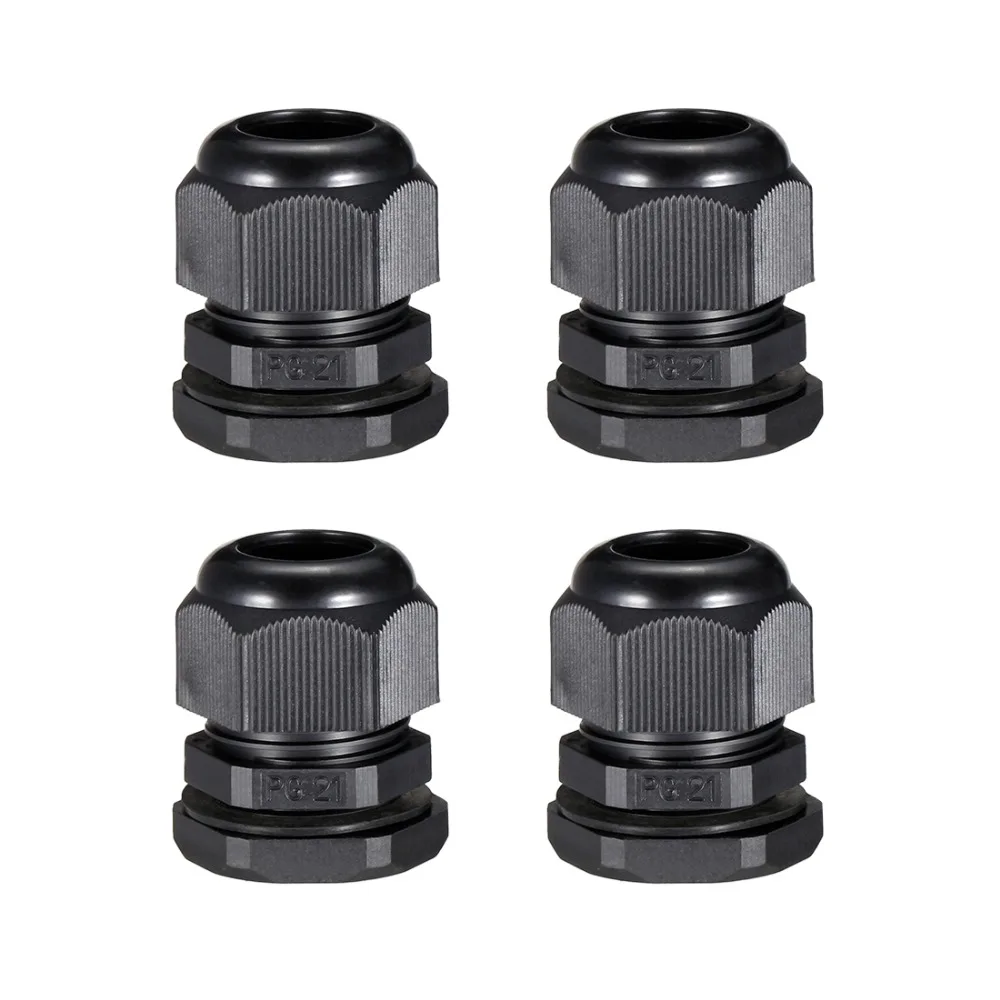 Uxcell 4 шт. M12/M20/M22/PG19/PG21 черный пластиковый кабельный сальник регулируемый
