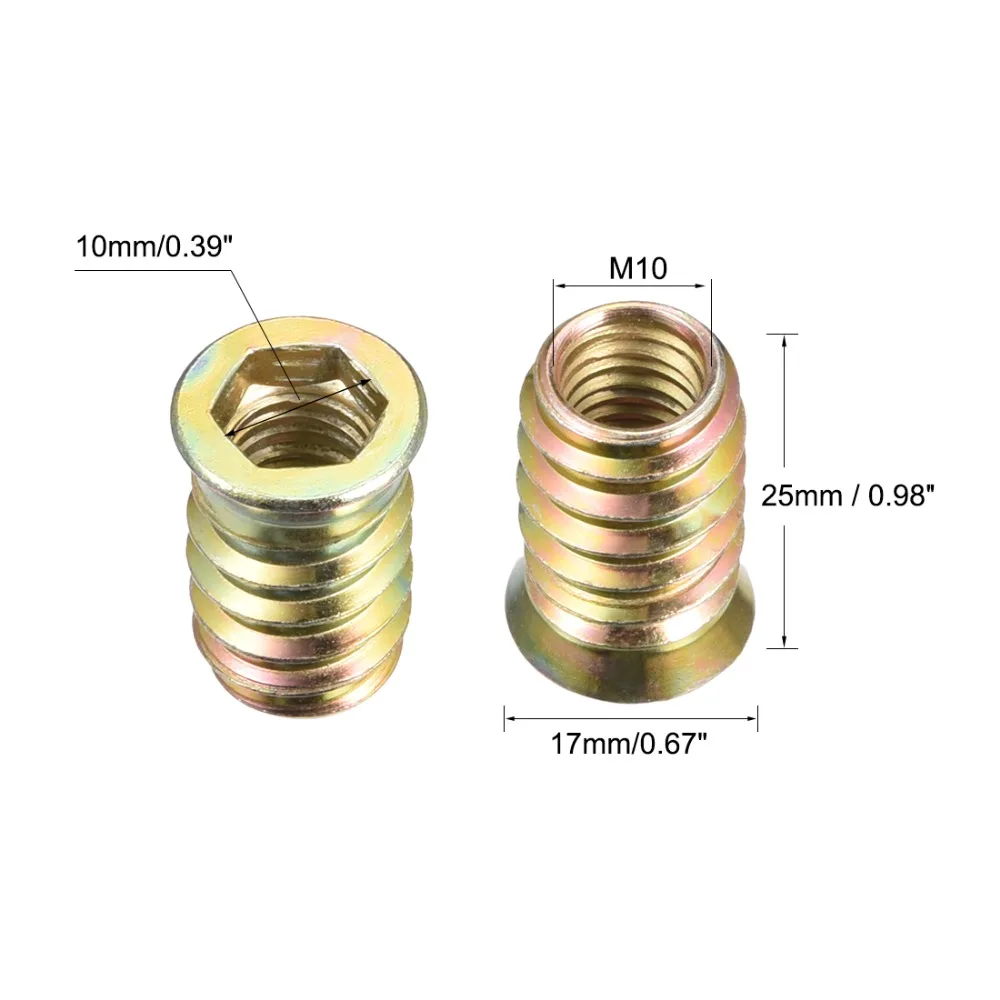 Uxcell Горячая 20 шт деревянная мебель M8x25 M8x30 M10x20 M10x25 Резьбовая вставка гайки интерфейс Шестигранная розетка привод аксессуары винты