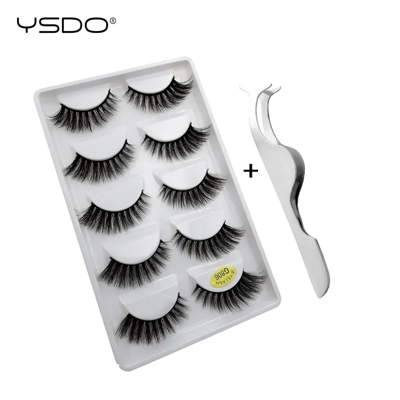 

5 Pairs Mink EyeLashes +1 pcs EyeLash tweezers Makeuptool False EyeLashes kit Natural Hair 3D Mink Cilios Lashes Fake EyeLashes