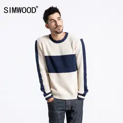 SIMWOOD Новый 2019 зимний свитер для мужчин мода Slim Fit контрастного цвета вязаный пуловер плюс размеры полосатый брендовая одежда мужской 180549