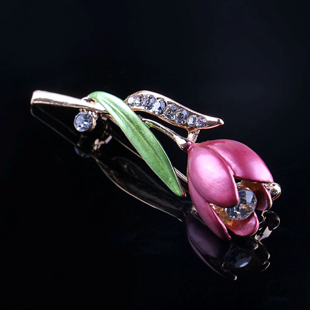 New Decorative Crystal Tulip Brooch Pin Garment Accessories Jewelry