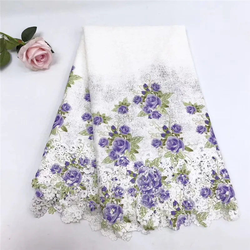 

HFX Multi Color Floral Print Design Nigeria Embroidery African Cord Lace Fabric 2018 Latest Guipure Chemical Lace Fabric X1083-1