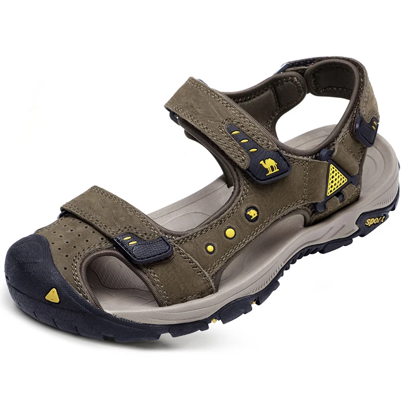 CAMEL/Мужская Летняя обувь из натуральной кожи; Мужская обувь в рыбацком стиле; удобная спортивная обувь из воловьей кожи; амортизирующие пляжные сандалии - Цвет: K922307827KF