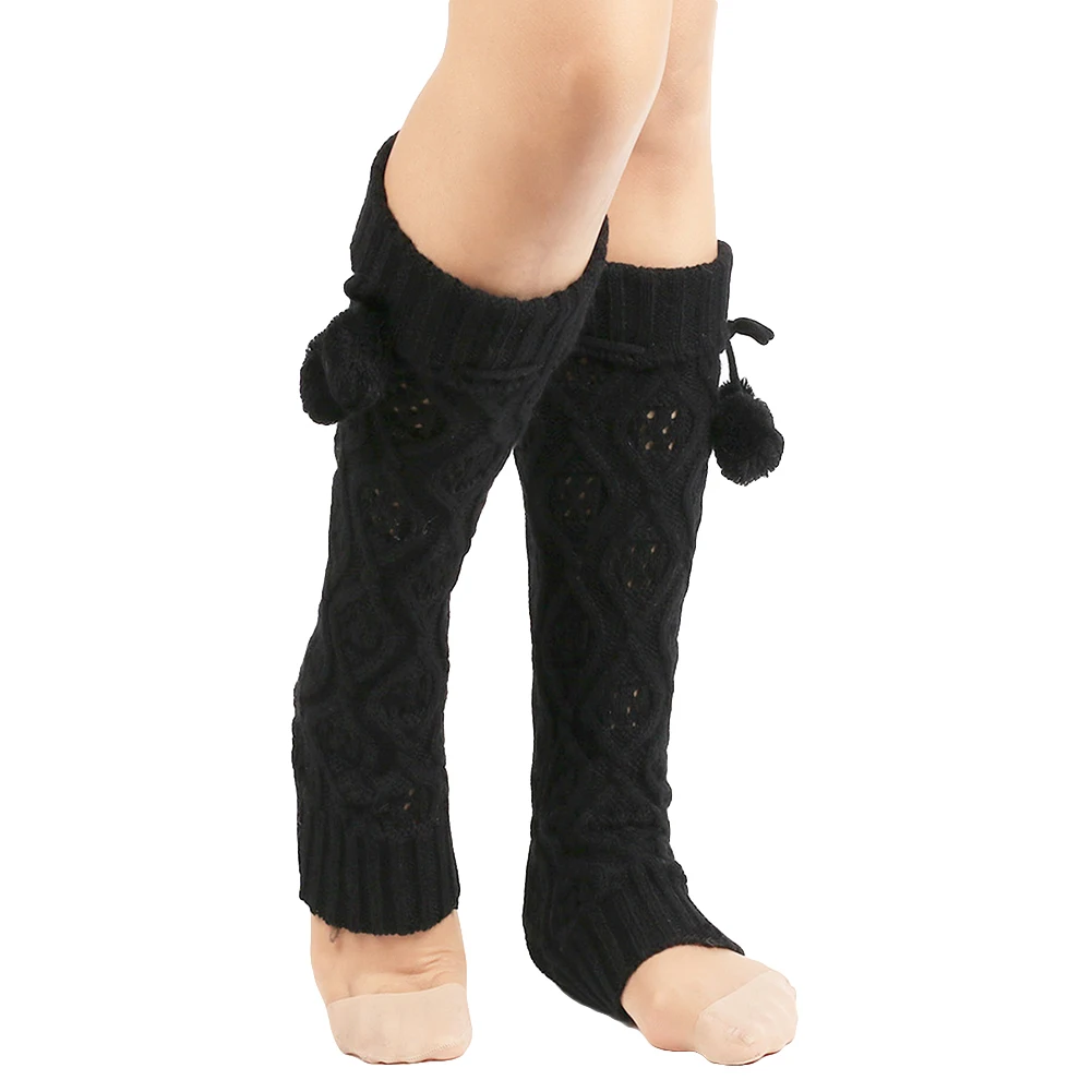 Для женщин Мода Вязание лосины Гетры для девочек сапоги до колена Носки для девочек с Мех животных мяч