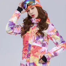 GSOU зимняя женская лыжная куртка для катания на лыжах Сноуборд зимняя одежда ветрозащитная водонепроницаемая верхняя Спортивная одежда Женская термо-пальто Новинка