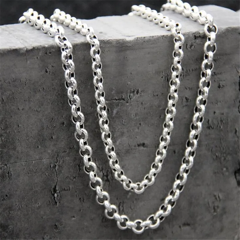 

Fyla Mode 5mm Customizes S925 Silver O Chain Necklace, Women Chain, Men's Necklace,DIY Thai Silver Jewelry TYC163