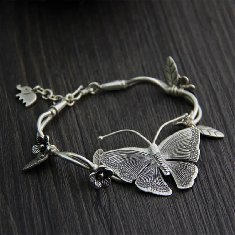

Real 925 Sterling Silver Bracelet 2018 Elegant Butterfly Charms Fashion Link Chain Bracelets For Women Jewelry Gift WT001
