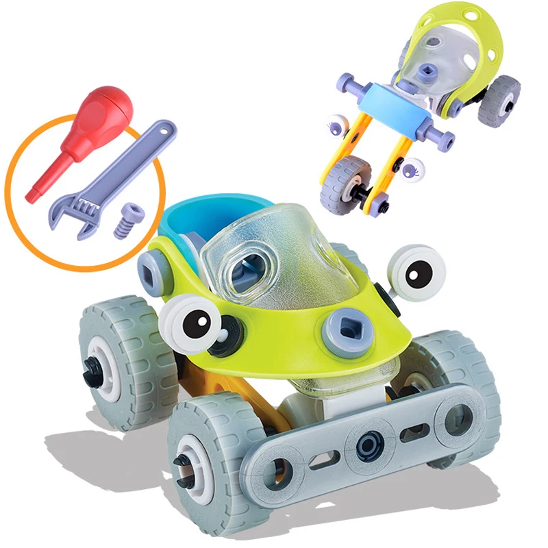 

YETAA Removable Assembly Kid Puzzle Car Toy Constructor Plastic Motorcycles Early Education DIY Screw Assembly Toys For Children