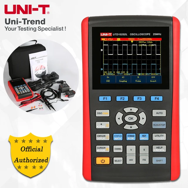 Cheap UNI-T UTD1025DL Handheld Digital Storage Oscilloscope; 2Channels, 25MHz Bandwidth, 250MS/s Sample Rate