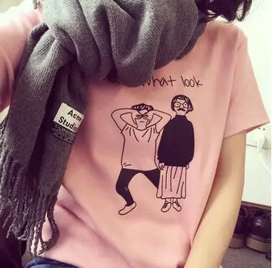 

ECTTC Harajuku Japanese Women Cartoon T Shirts Unique Short Sleeves T-Shirt White Tees Kawaii Cute Cotton Shirt Drop Shirt