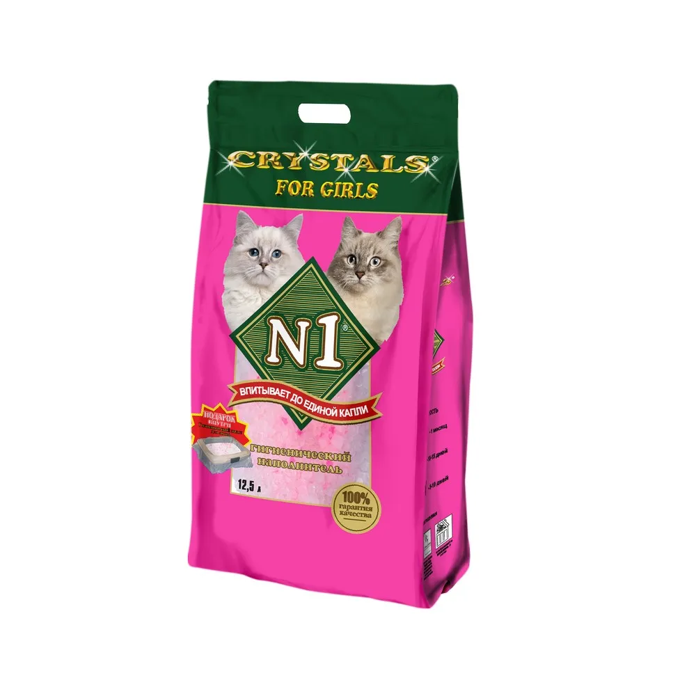 N1 CRYSTALS for girls силикагелевый наполнитель для кошачьих туалетов 12 5 литров|Лотки и
