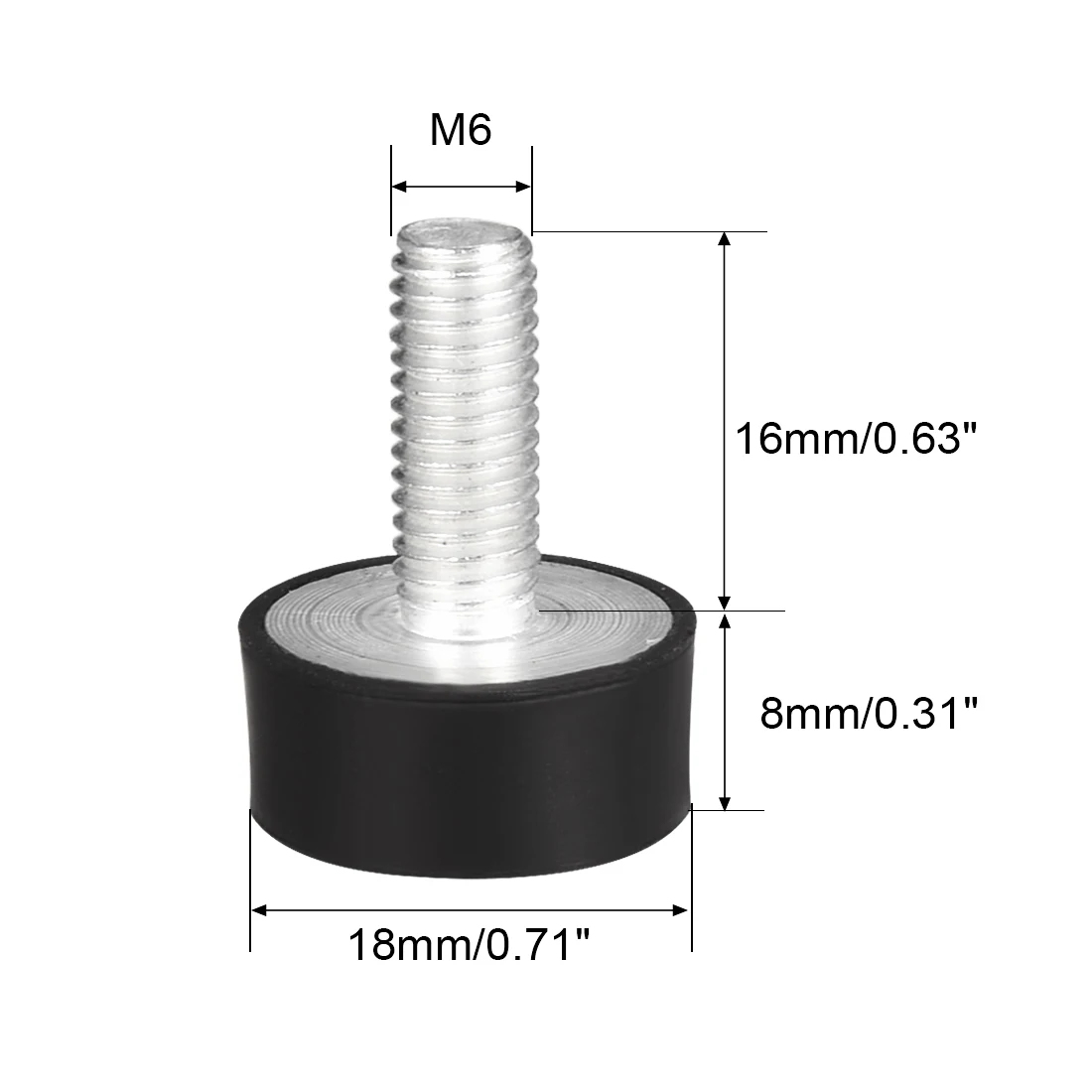 uxcell M4 Male Female Rubber Vibration Isolators Mounts Shock Absorber D15mm x H10mm Black 8pcs