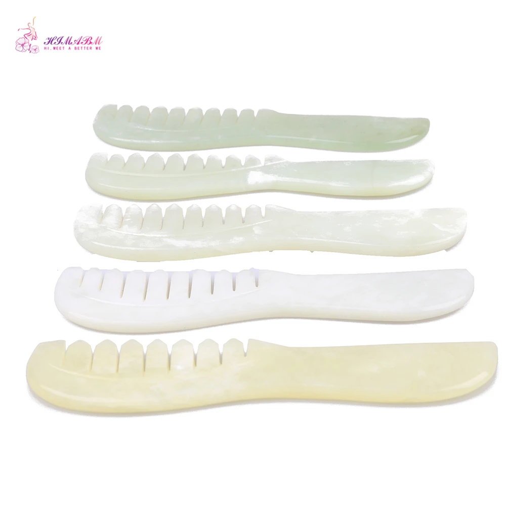 HIMABM 5 pieces Natural Massage Comb Xiuyan Jade Stone Comb Healty Head Chest Bust Gua Sha Massager wholesale HIMABM 5 pieces Natural Massage Comb Xiuyan Jade Stone Comb Healty Head Chest Bust Gua Sha Massager wholesale