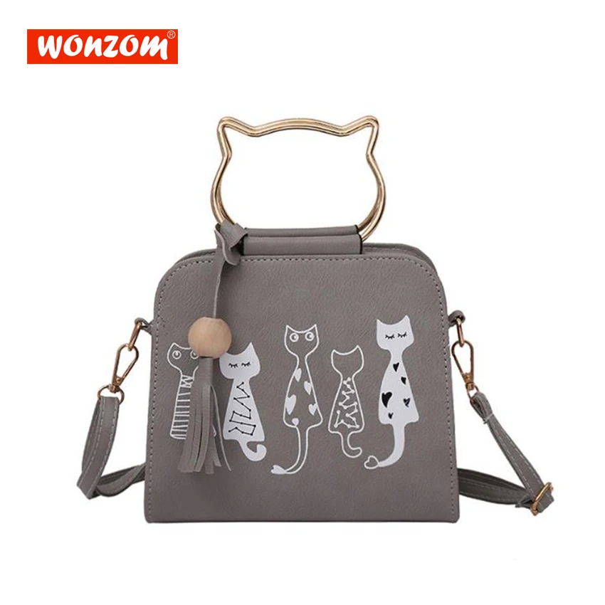 Wonzom кошка вышивка Для женщин Сумки женская Кроссбоди мешок мода небольшие сумки