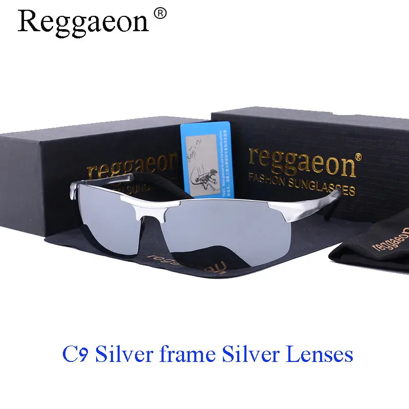 Reggaeon, высокое качество, алюминиево-магниевые HD поляризованные солнцезащитные очки, мужские и женские, синие солнцезащитные очки, спортивные, модные, фирменный дизайн, коробка 8177