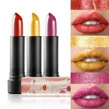 3 шт./лот Huamianli золото Глянцевый для губ Придерживайтесь Долгое Водонепроницаемый металлик Пигмент Блеск