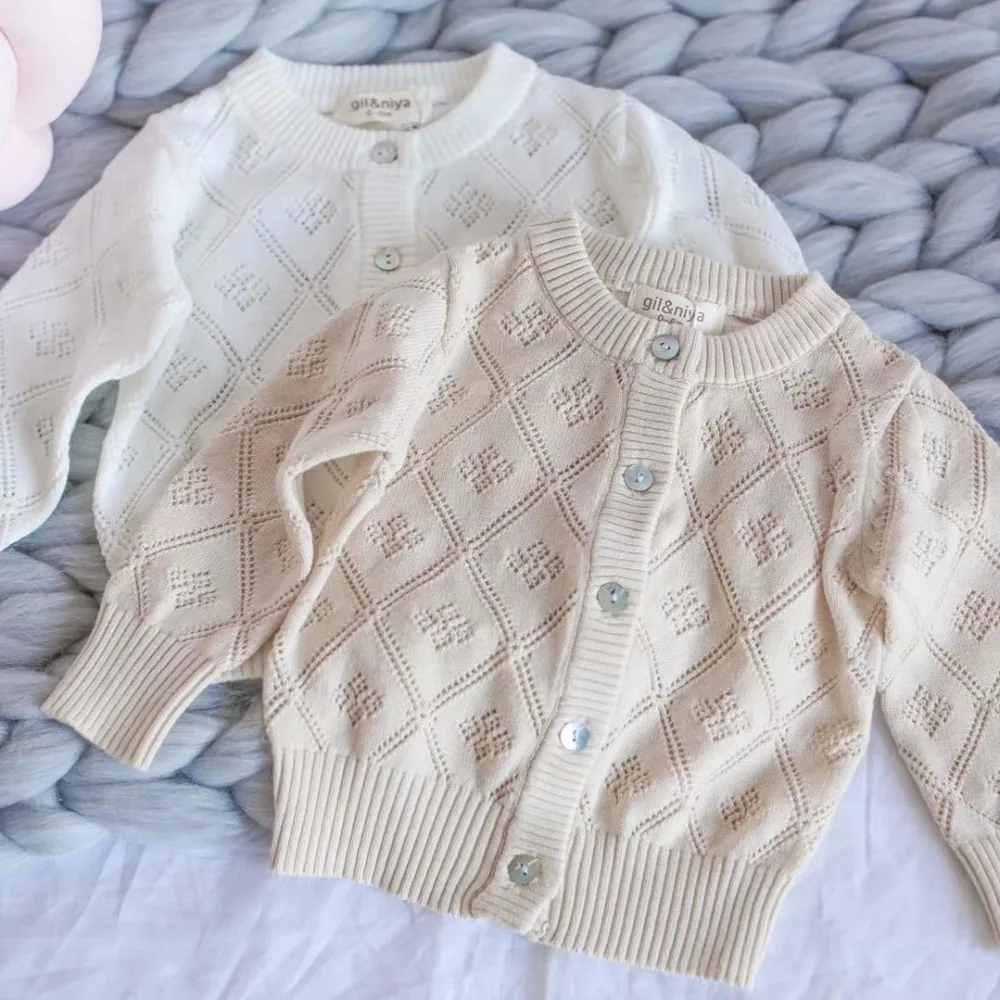 

Spring Summer Baby Girls Solid Cardigans Newborn Baby White Cardigan